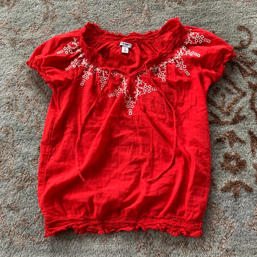 Red Cotton Poet’s/Boho Blouse